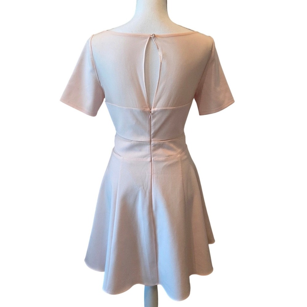 NWT Elizabeth and James Mesh Cutout Fit & Flare Dress Short Sleeve Pink Pastel 8 - Picture 3 of 10